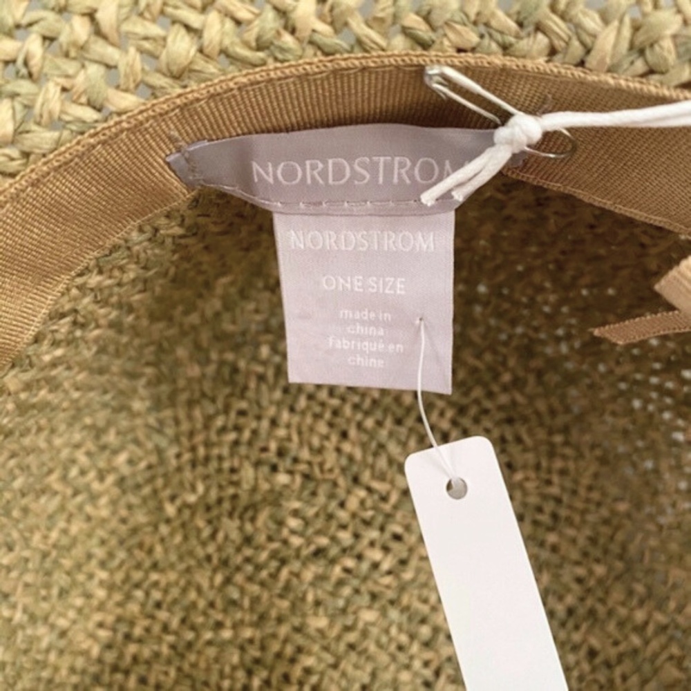 NEW Nordstrom Floppy Straw Sun Hat Natural Combo - Picture 8 of 10